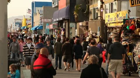 Crowd Walking on Boardwalk Stock Footage 21282081
