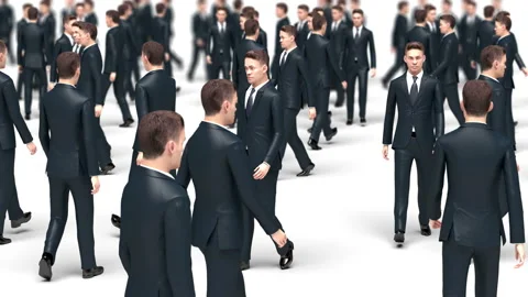 Crowd of Walking Businessmen Stock Footage 126809015