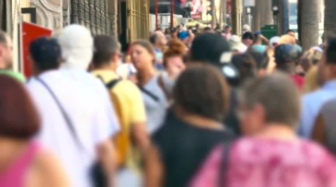 Crowd Walking City Blurred Motion Los Angeles People USA Tourism Pedestrians Stock Footage 60617545