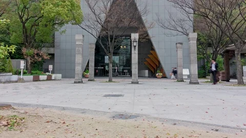 Crowd walking at city square in time-lapse Stock Footage 73981939