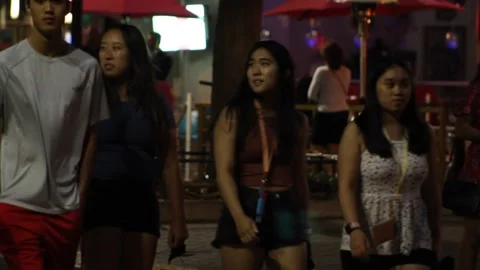 Crowd Walking Down Street at Night Club Goers Night Life Stock Footage 170468373