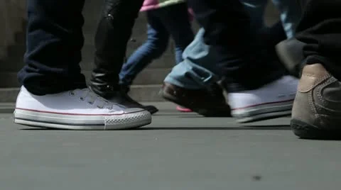 Crowd Walking feet legs on a street Stock Footage