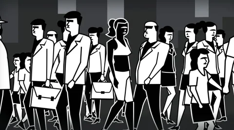 Crowd Walking Flat Characters Animation. Stock Footage 64996294