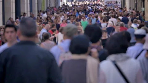 Crowd walking in a large street Stock Footage 42678119