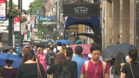 Crowd walking midtown Stock Footage 77608071