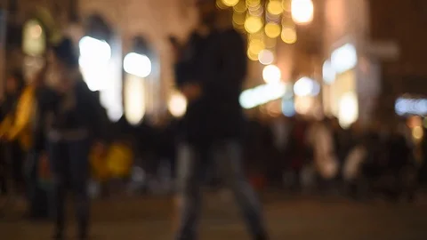 Crowd walking by night Stock Footage 121816113