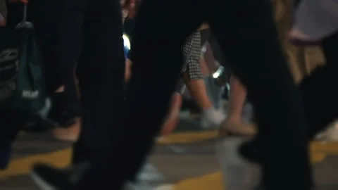 Crowd Walking On Pedestrian Crossing. Crowded Pedestrian Crosswalk Bustling With Video stock 310603873