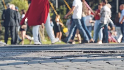 Crowd walking on sidewalk Stock Footage 121506729