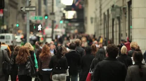 Crowd Walking slow motion people street crossing signal city urban new york Vidéo 8914276