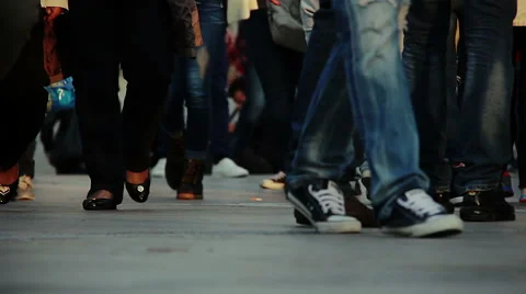 Crowd walking in the square: feet and legs of people Stock Footage 49790950