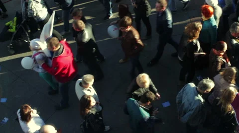 Crowd walking the street Top View Stock Footage 50951927