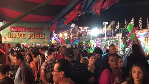 Crowd walking through fair Video stock 73430722