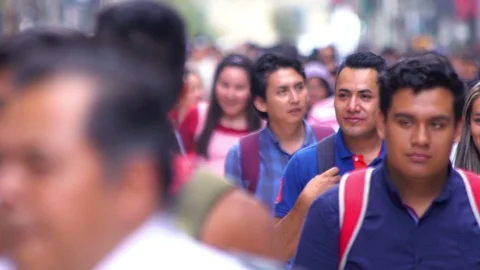 Crowd walking through street. SLOW MOTION Stock-Footage 90965965