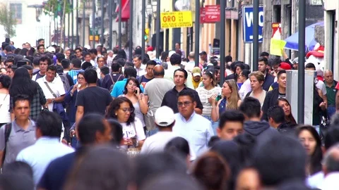 Crowd walking through street. TAKE7-SLOW MOTION Stock Footage 91005329