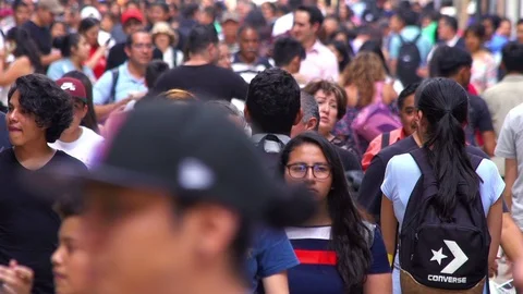 Crowd walking through street. TAKE9-SLOW MOTION Stock Footage 91008060