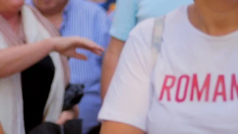 Crowd Walking Through The Streets Facing The Camera Stock Footage 102722696