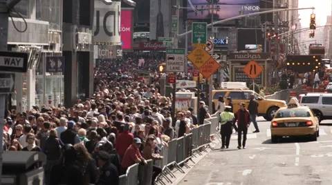 Crowd walking on Times Square during daytime. Stock Footage 44163009