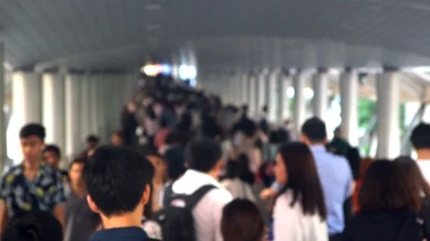 Crowd walking on walkway Stock Footage 88308680