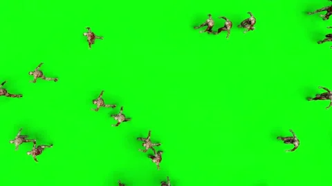 A crowd of walking zombies. green screen. Apocalyptic concept Vidéo 304689890