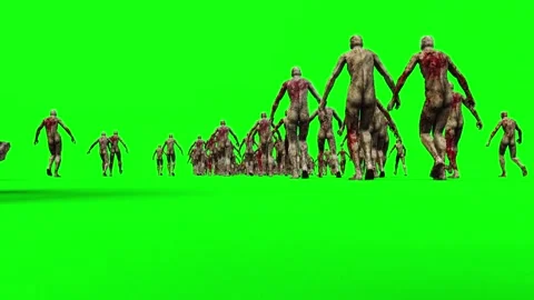 A crowd of walking zombies. green screen. Apocalyptic concept Video stock 304689946