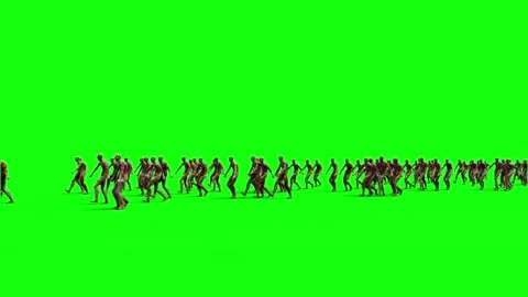 A crowd of walking zombies. green screen. Apocalyptic concept Stock-Footage 304689975