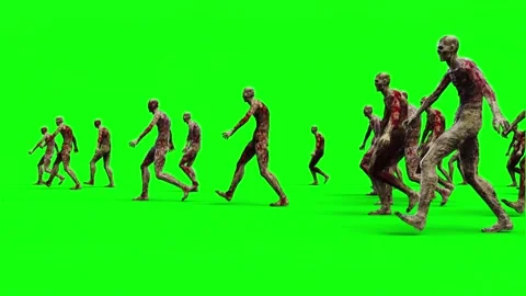 A crowd of walking zombies. green screen. Apocalyptic concept Video stock 304690060