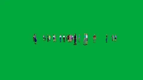Crowd Wandering on Green Screen:  + Matte Video stock 62063998