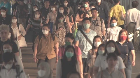 Crowd ware protective mask. Stock Footage 126025570