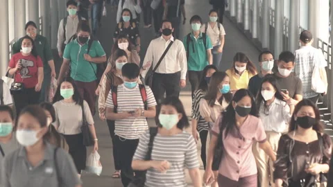 Crowd ware protective mask. Stock Footage 132303214