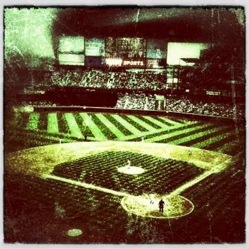 Crowd watching baseball game Ilustración de archivo