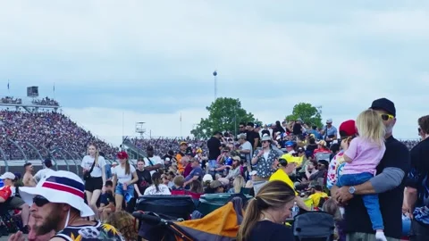 Crowd Watching Festivities at Indianapolis Motor Speedway Infield Stock Footage 340333053