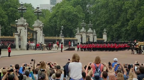 The crowd watching the Trooping the Colour parade on June 19, 2014 in London Stock Footage 45854513
