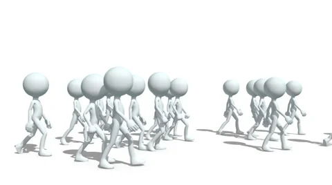 Crowd of white characters with alpha and deph Stock Footage 61941905