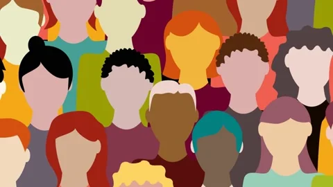 Crowd. Workers group, people in parade or in protest. Flat style. Animated ba Stock Footage 169276019