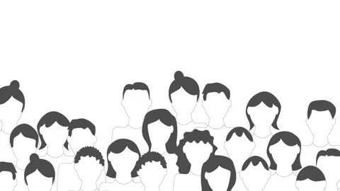 Crowd. Workers group, people in parade or in protest. Flat style. Animated ba Stock Footage 206347401