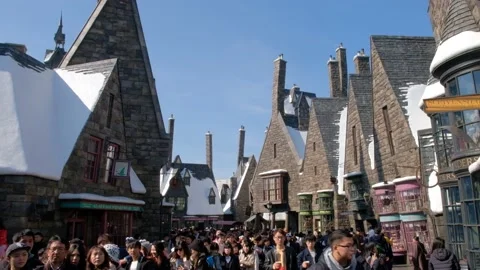 Crowd of young visitors at Harry Potter Attraction Universal Studios Japan Stock Footage 133214593
