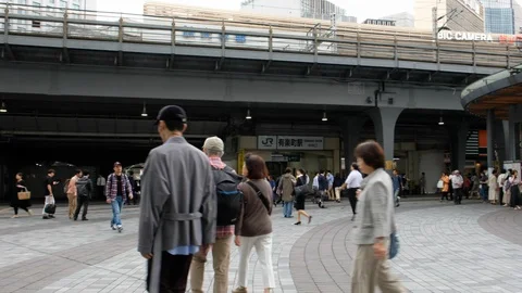 Crowd At Yurakucho Station Stock Footage 110047063