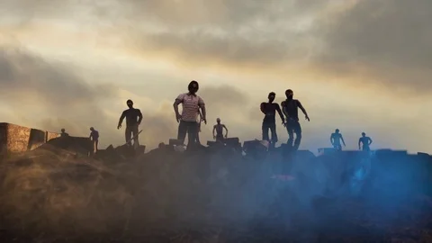 A crowd of zombies render 3D Stock Footage 76089274