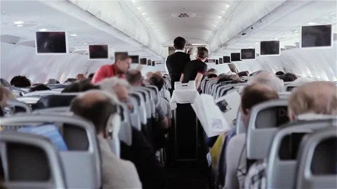 Crowded Airplane Cabin Interior. Stock Footage 104120785