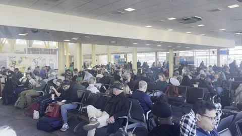 Crowded Airport Terminal Video stock 330077292