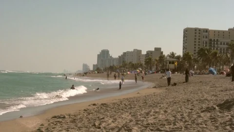 Crowded Beach in Florida Stock Footage 92370401