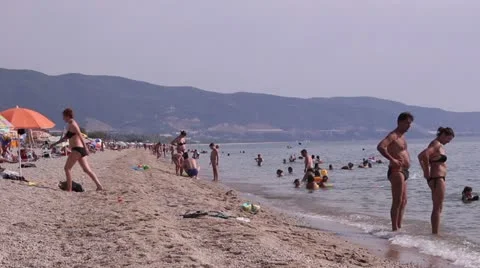 Crowded beach Stock Footage 11855572