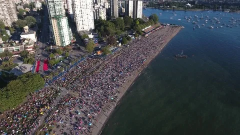 Crowded Beach Stock Footage 73610132