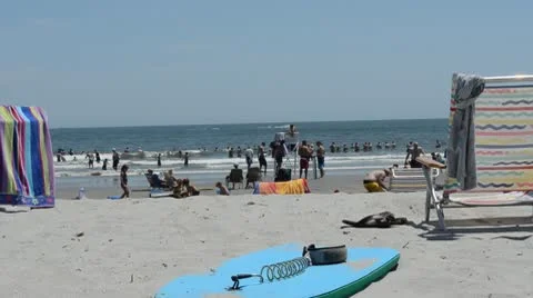 Crowded Beach HD Stock Footage 8985845