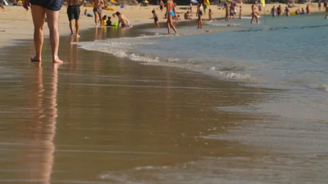 Crowded beach on a hot summer day Stock Footage 282906555