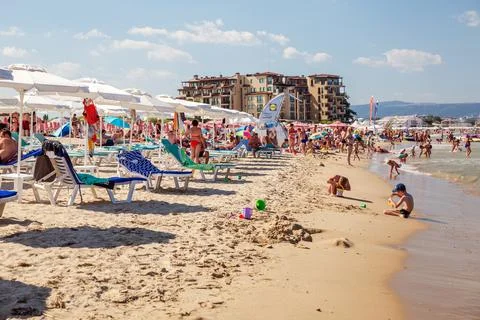 Crowded beach Foto stock