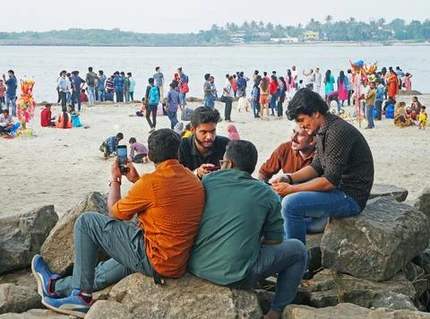 Crowded beach Stock Photos
