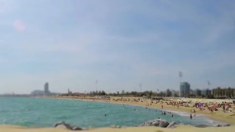 Crowded Beach Like Real Miniature Stock Footage 99863670
