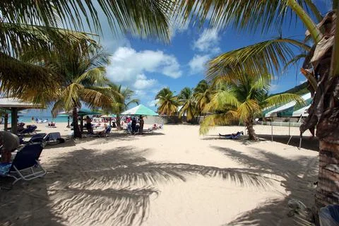 A crowded beach scene Stock Photos