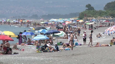 Crowded beach, summer. Stock Footage 30377232
